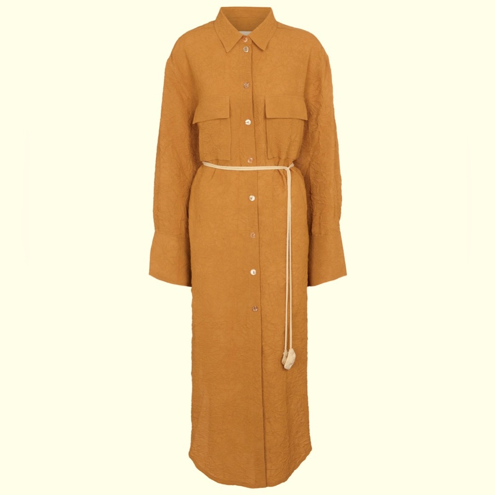 Nanushka Fruma Crinkled Sateen Shirt Dress Size Small